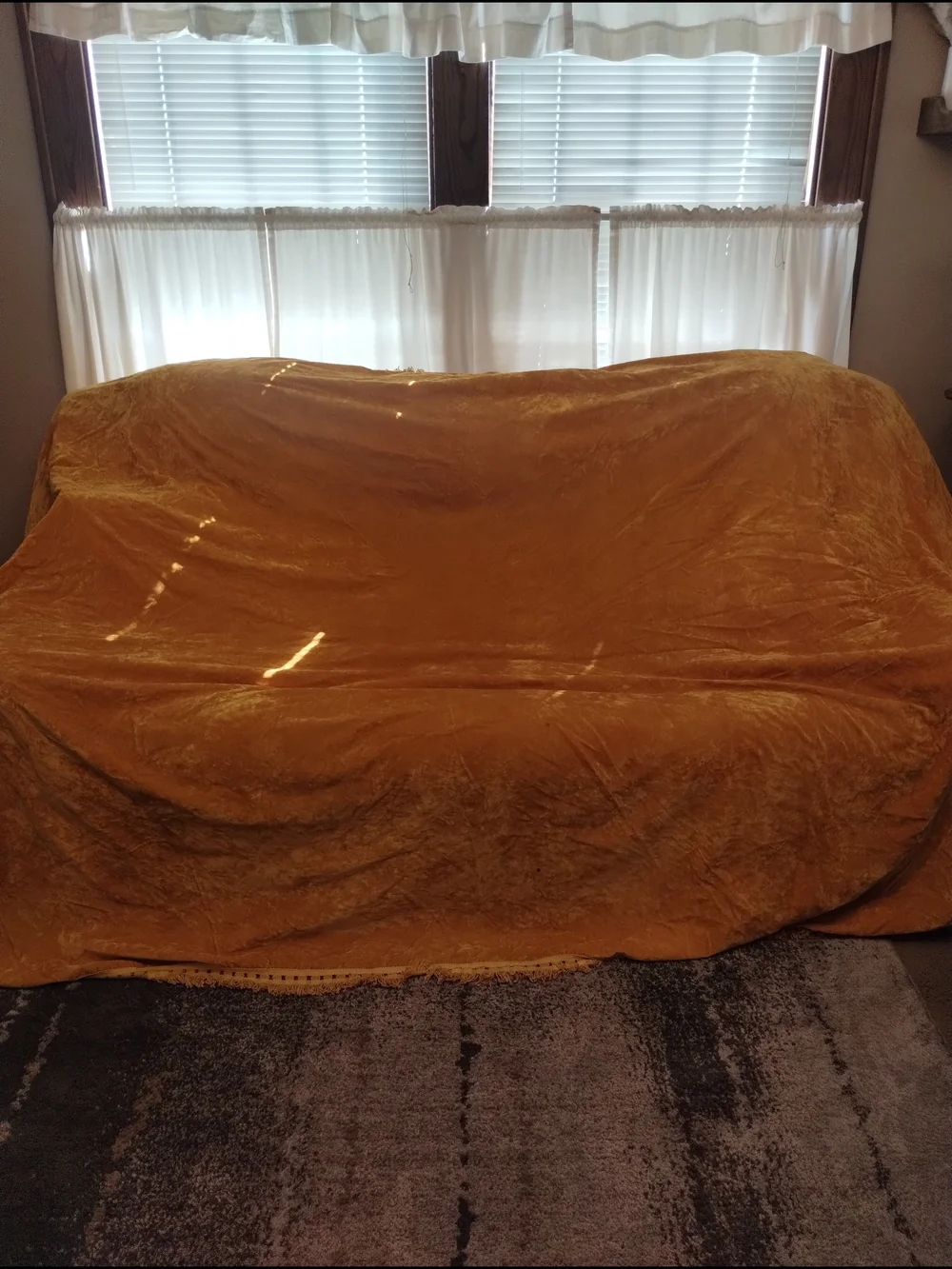 Vintage Velvet Golden Yellow Bed Cover Twin